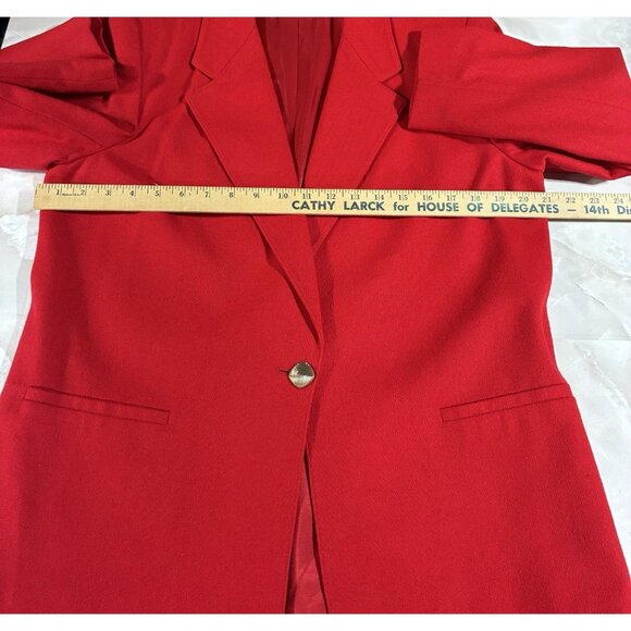 Vtg Cross Country Fashions Red Wool Christmas Holiday Party Blazer Sz 12 - Picture 6 of 13